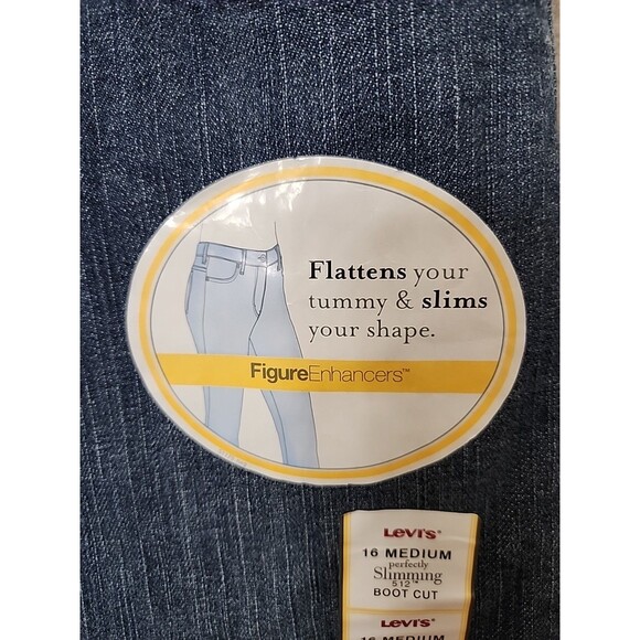 Levis 512 Perfectly Slimming Bootcut Jeans Women 16 Blue Medium Wash Stretch NEW - Picture 4 of 10